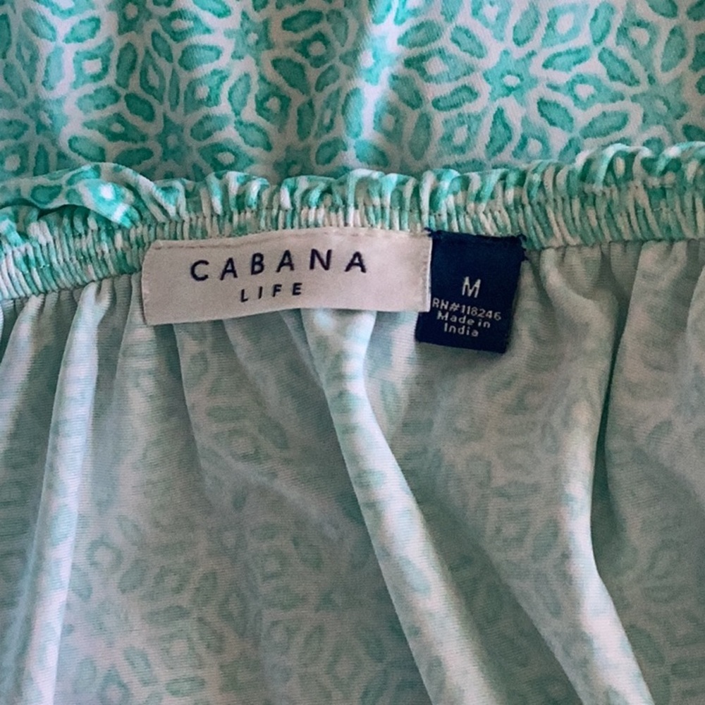 Cabana Life Aqua Citrus Off the Shoulder Pom Pom Dress Medium - Picture 9 of 11